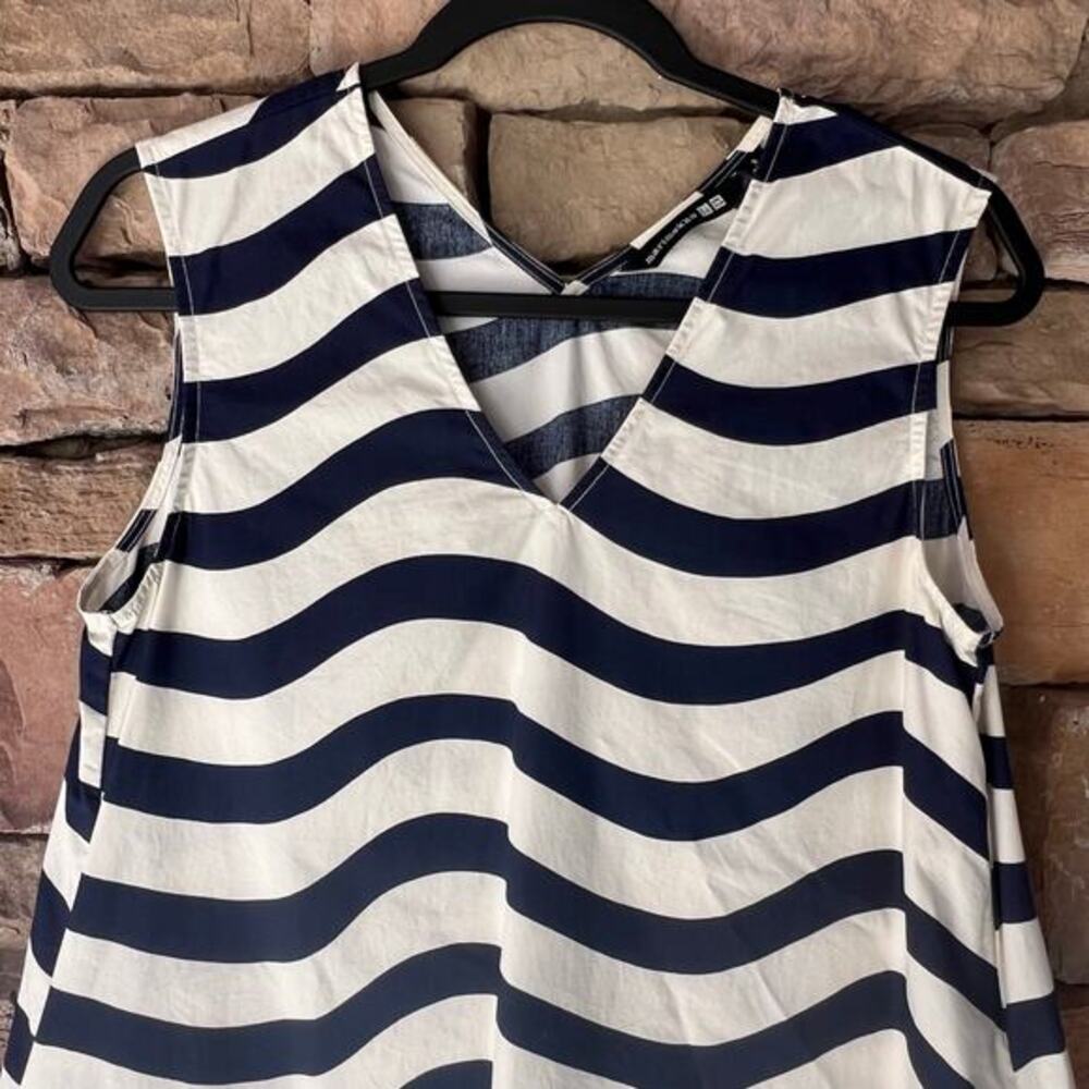UNIQLO x Marimekko Striped‎ V-neck Sleeveless Flared Oversized Midi Dress S - Picture 7 of 11
